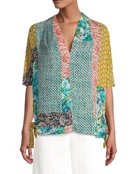 Women Ravenne Paisley V-Neck Tie Sides Pull On Top Blouse In Multicolor