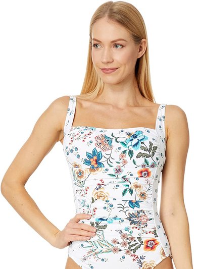 Johnny Was Women Ruched One-Piece Swimsuit White Floral product