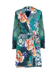 Women Tura Floral Wrap Style Sleep Robe - Multicolor