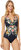 Women Twist Keyhole Halter Neck One Piece Swimwear - Multicolor