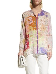 Womens Blouse Cosmo Lauren Floral-Print Patchwork Top - Multicolor