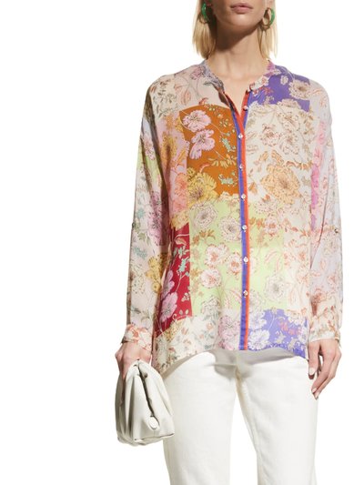 Johnny Was Womens Blouse Cosmo Lauren Floral-Print Patchwork Top product