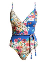 Women's Braided Wrap One Piece Multi Color Swimsuit