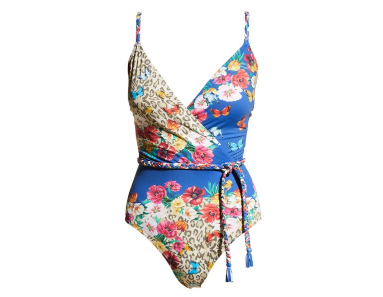 Women's Braided Wrap One Piece Multi Color Swimsuit