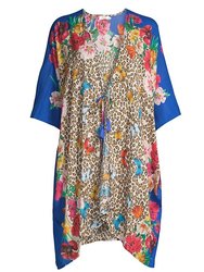 Women's May Flower Multi Color Tunic Swim Cover Up Kimono