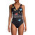 Women's Monarch Butterfly Print Wrap Swimsuit - Black