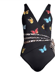 Women's Monarch Butterfly Print Wrap Swimsuit