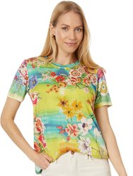 Women's Tie-Dye Favorite Short Sleeve Crew Neck Tee - Multicolor