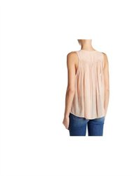 Ankenmen Sheer V-Neck Ruched Sleeveless Blouse