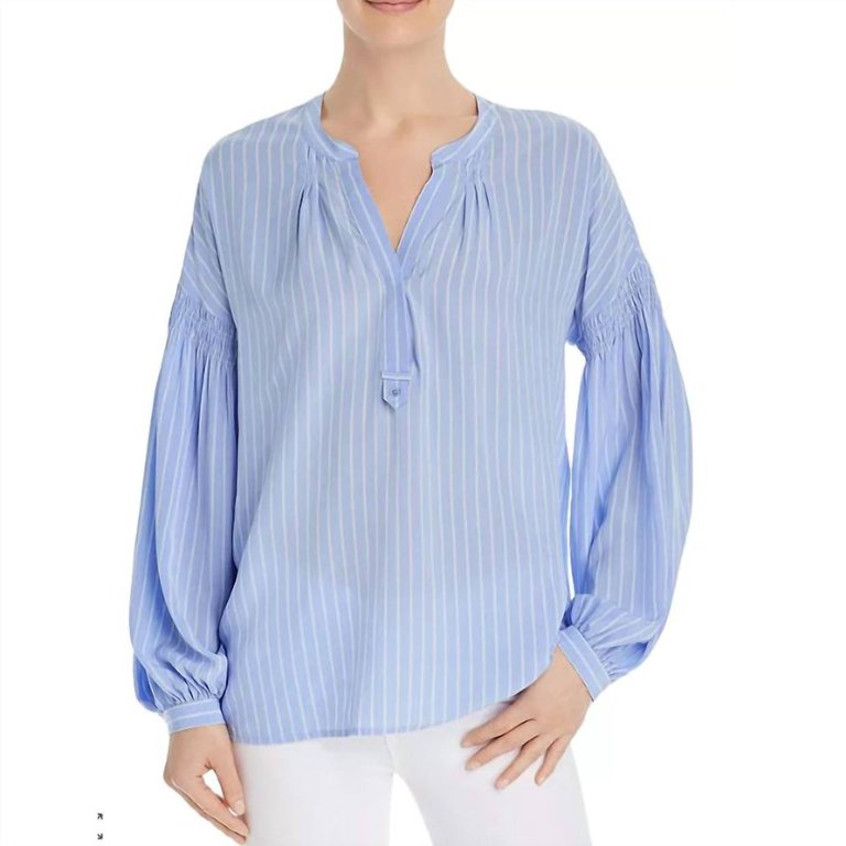 Azabeth Long Sleeve Silky Weave Top - Sunset Blue