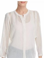 Women Rashelda Striped Sheer Top Blouse - White