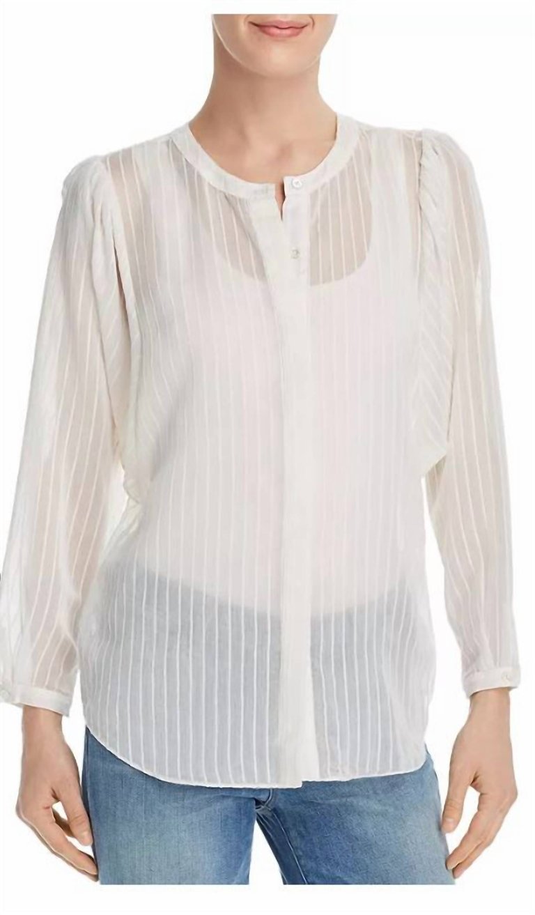 Women Rashelda Striped Sheer Top Blouse - White
