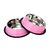 Country Living Set Of 2 Ribbed No-Tip Non - Skid Stainless Steel Pet Bowls - Carnation Pink