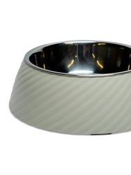 Twill Round Melamine Stainless Steel Dog Bowl - White Swan