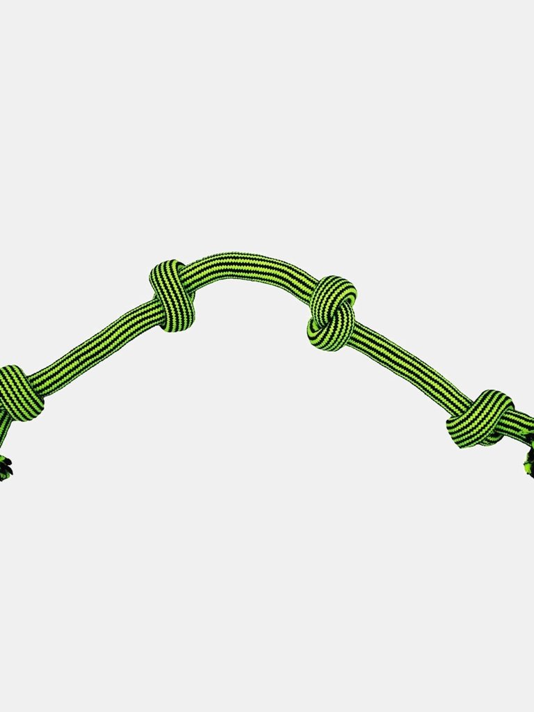 Jolly Pets Knot-N-Chew 4 Rope Dog Toy (Green/Black) (S, M) - Green/Black