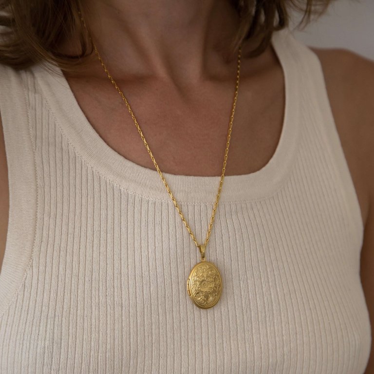 Marine Locket Necklace - Gold