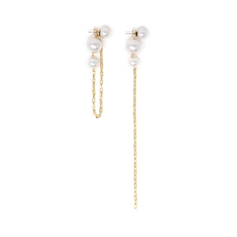 2-Part Pearl Earrings w/ Chains