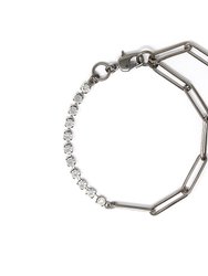 Asymmetrical Chain & Crystal Anklet - Ruthenium
