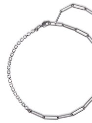 Asymmetrical Chain & Crystal Necklace - Ruthenium