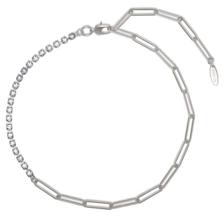 Asymmetrical Chain & Crystal Necklace