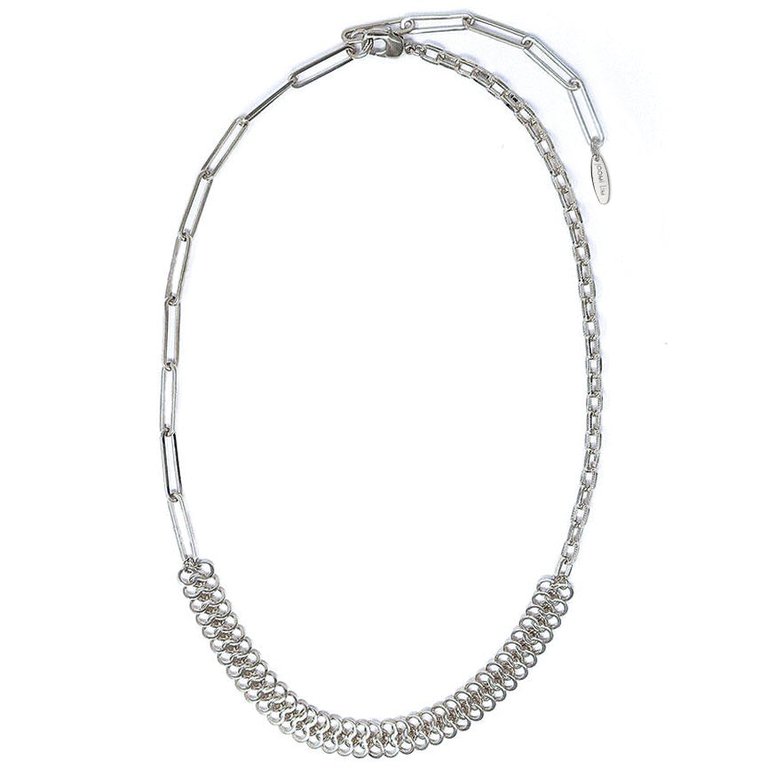 Asymmetrical Chain Necklace - Rhodium