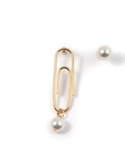 Joomi Lim Asymmetrical Pearl & Giant Paperclip Earrings product