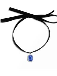 Baroness Velvet Choker  Necklace - Rhodium