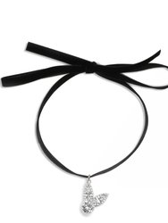 Claire Velvet Choker Necklaces - Rhodium