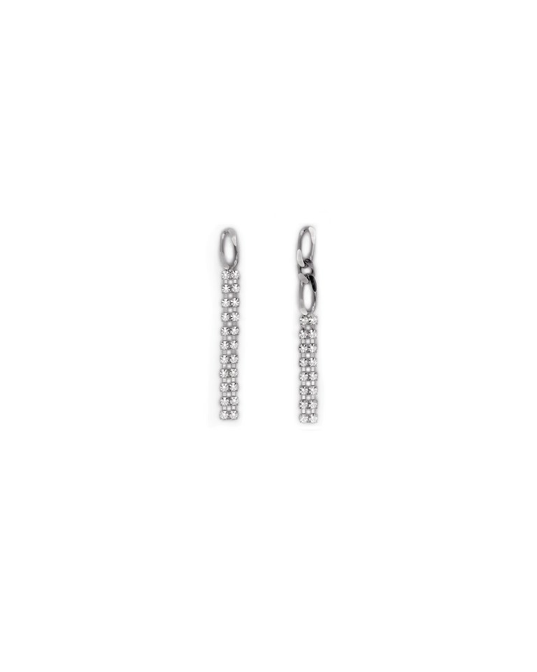 Crystal & Chain Earrings - Rhodium/Crystal
