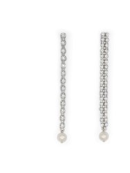 Crystal & Pearl Earrings - Rhodium/Crystal/White