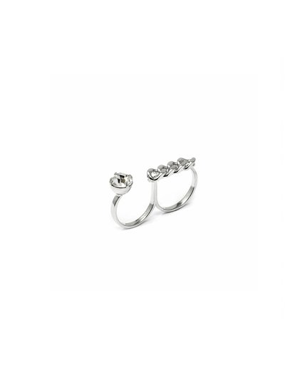 Joomi Lim Double Finger Ring w/ Crystal & Chain product