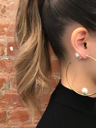 Large Hoop Earrings w/ Affixed Pearls & Pearl Backs