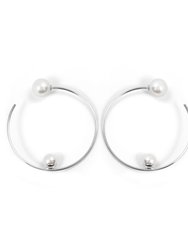 Large Hoop Earrings w/ Affixed Pearls & Pearls Back - Joomi Lim