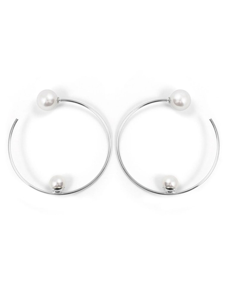 Large Hoop Earrings w/ Affixed Pearls & Pearls Back - Joomi Lim