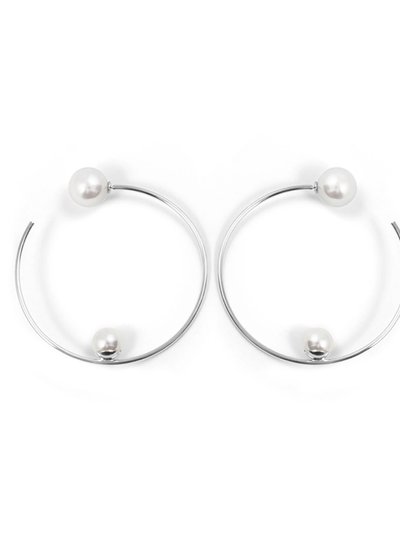 Joomi Lim Large Hoop Earrings w/ Affixed Pearls & Pearls Back product