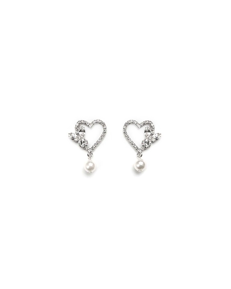 Mimi Pearl Drop Earrings - Rhodium