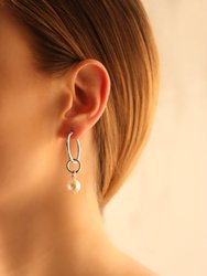 Mini Hoop Earrings w/ Pearl Drops