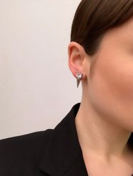 Pearl & Crystal Stud Earrings w/ Spikes