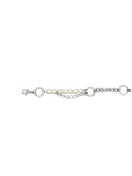 Pearl, Hoop & Crystal Bracelet - Rhodium/Crystal/White