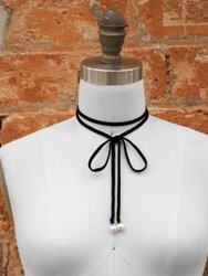 Wrap-Around Double-Sided Velvet Choker w/ Pearl Ends