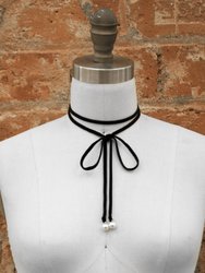 Wrap-Around Double-Sided Velvet Choker w/ Pearl Ends