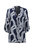 Abstract Print Longline Blazer In Midnight Blue/Vanilla