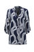 Abstract Print Longline Blazer In Midnight Blue/Vanilla