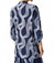 Abstract Print Longline Blazer In Midnight Blue/Vanilla