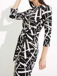 Abstract Texture Print Tie Front Dress