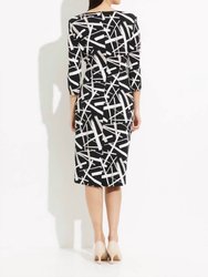 Abstract Texture Print Tie Front Dress