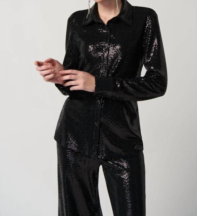 All-Over Sequin Blouse - Black