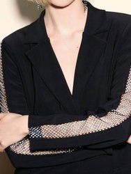 Black Bonded Silky Knit Collar Blazer
