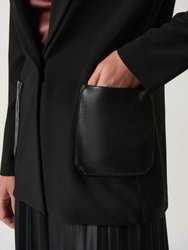 Black Faux-Leather Pocket Blazer