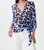 Brushstroke Side Tie Blouse In Blue/Multi - Blue/Multi